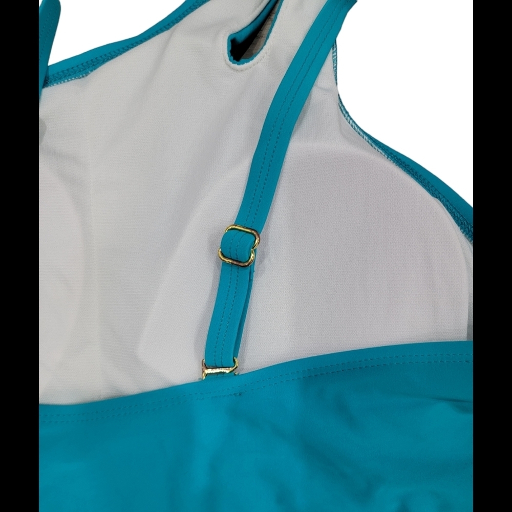 Teal removable Strap off shoulder swimsuit - Picture 11 of 12